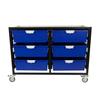 Storsystem Commercial Grade Mobile Bin Storage Cart with 6 Blue High Impact Polystyrene Bins/Trays CE2302DG-6DPB